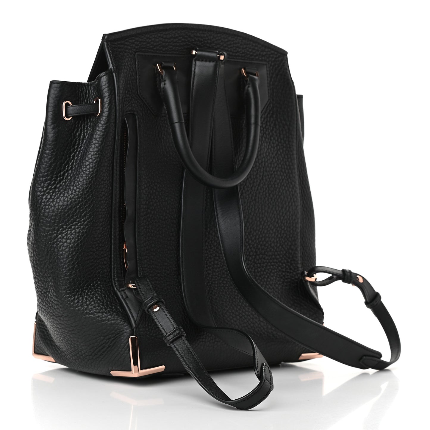 Pebbled Calfskin Prisma Skeletal Backpack Black Rose Gold Hardware