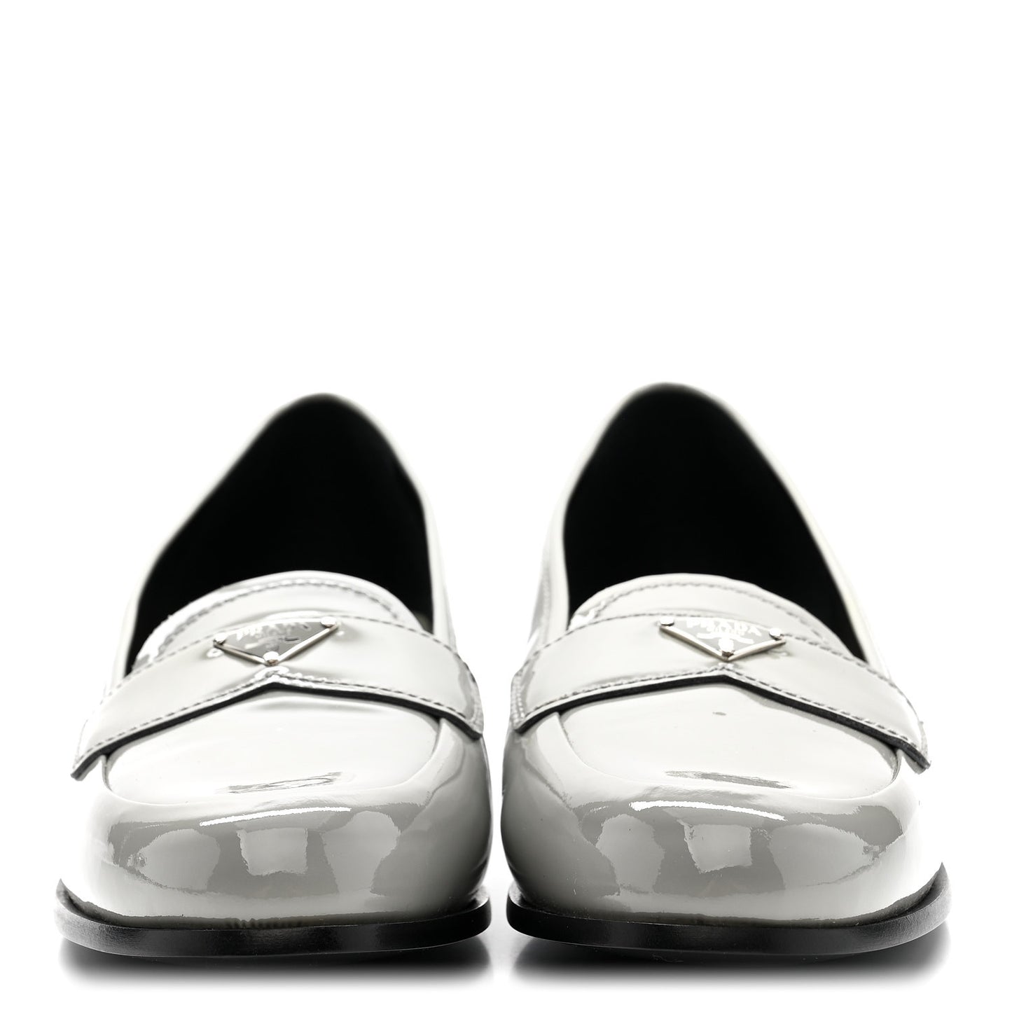 Vernice Metal Triangle Logo 25mm Loafers 38 Granito