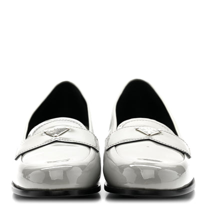 Prada Vernice Metal Triangle Logo 25mm Loafers 38 Granito 3 of 9