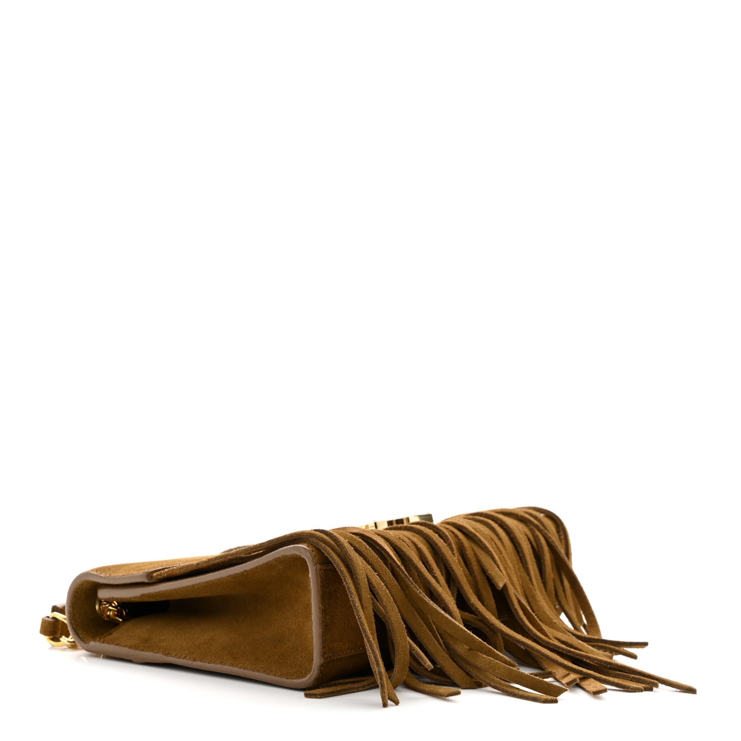 Suede Fringe Small Monogram Satchel Light Ocre