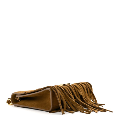 Saint Laurent Suede Fringe Small Monogram Satchel Light Ocre 4 of 12