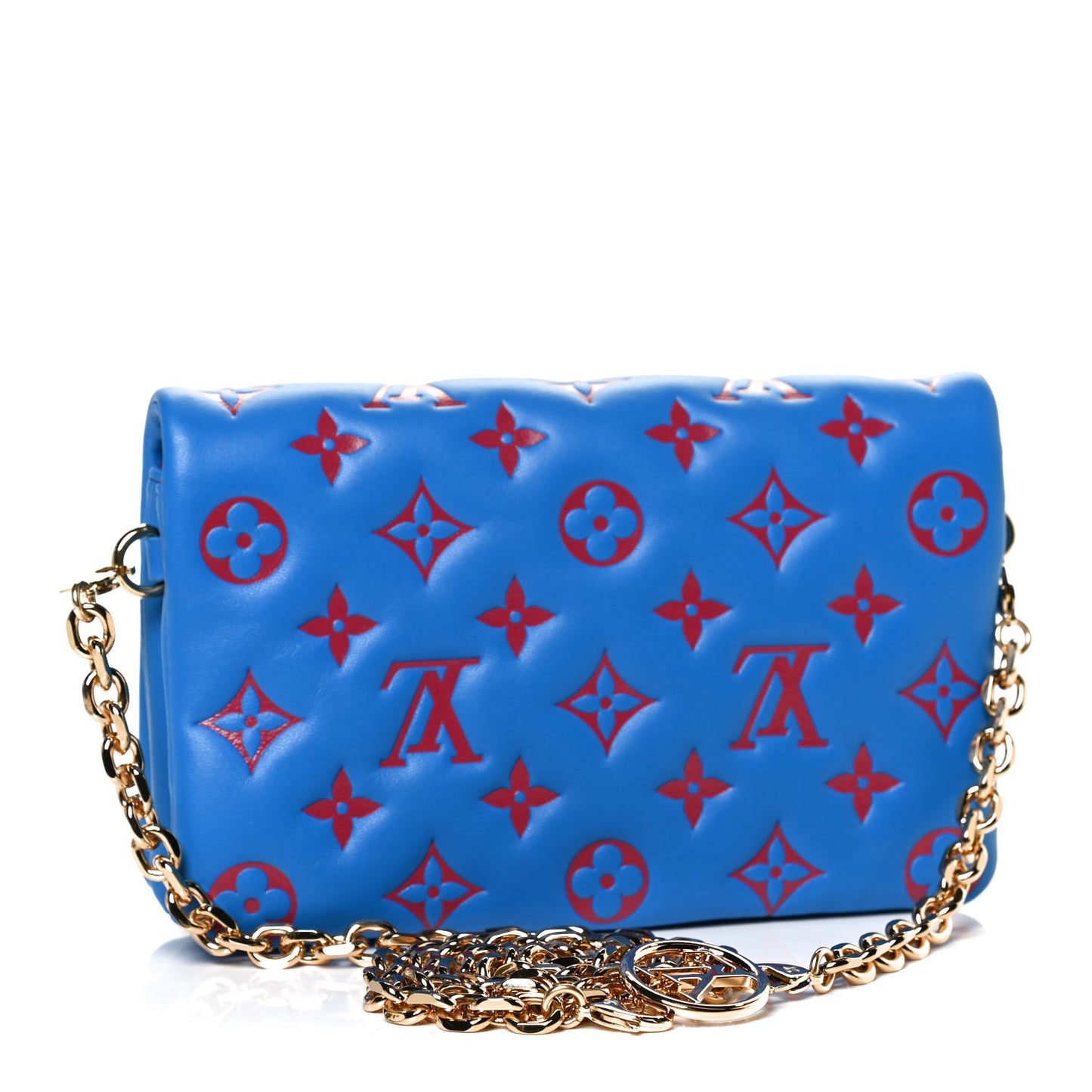Lambskin Embossed Monogram Vuittamins Pochette Coussin Blue Red