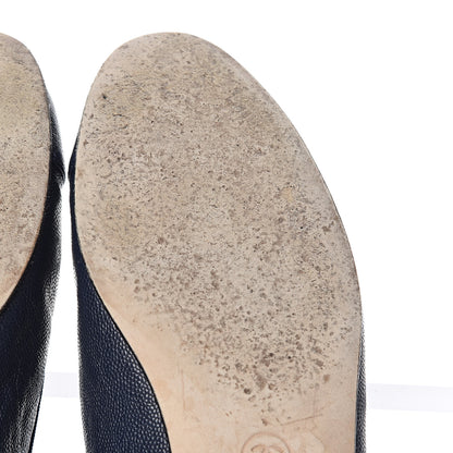 Chanel Caviar CC Cap Toe Ballerina Flats 41 Navy 14 of 17
