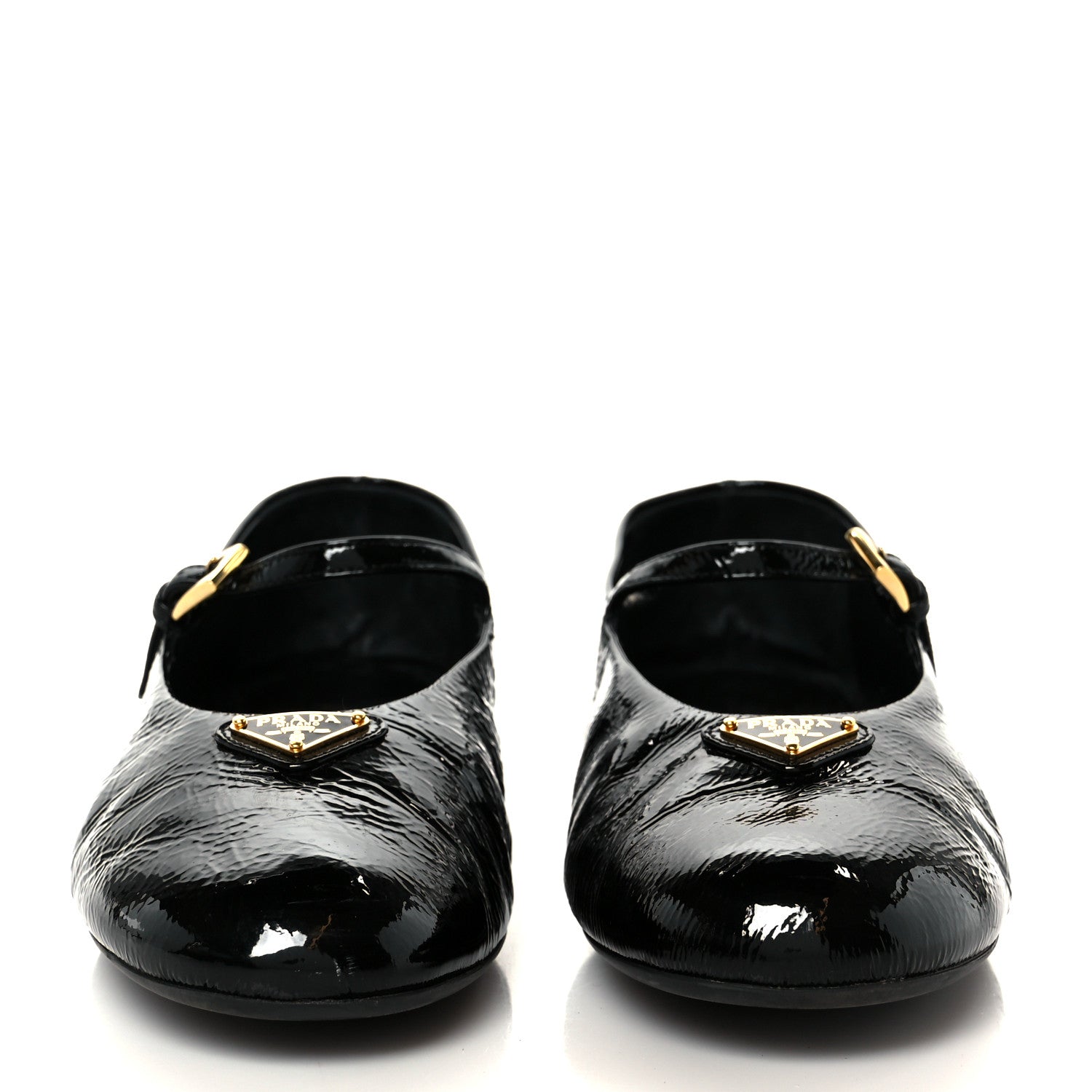 Prada Patent Calfskin Triangle Ballerina Flats 40 Black 3 of 10