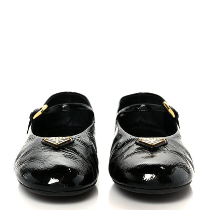 Prada Patent Calfskin Triangle Ballerina Flats 40 Black 3 of 10