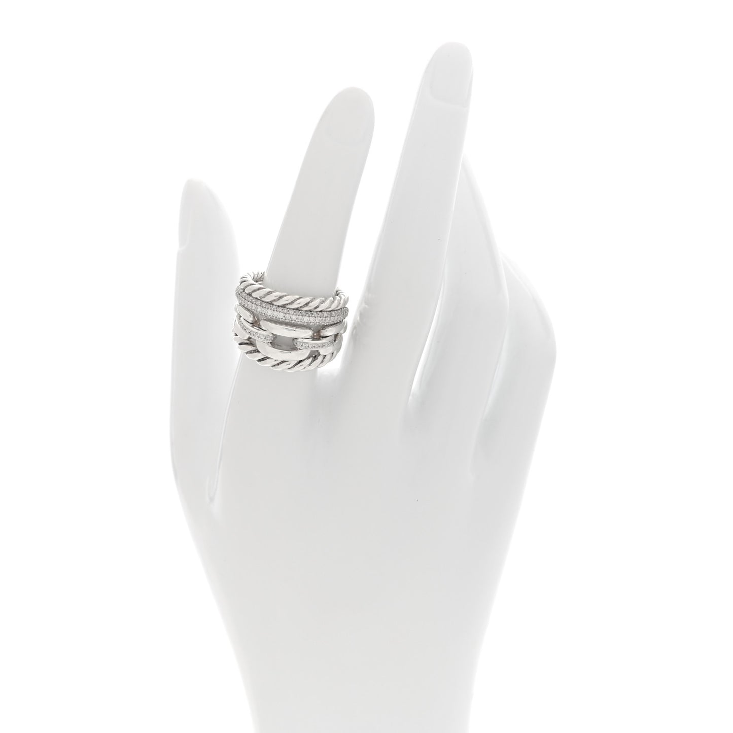 Sterling Silver Diamond Wellesley Four-Row Ring 55 7.25