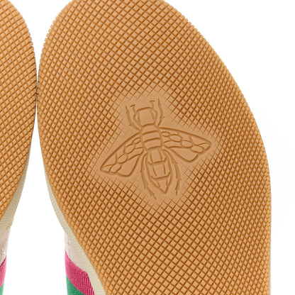 Gucci Calfskin Lame GG Monogram Web Womens Screener Sneakers 38.5 Gardenia Silver Dusty Milk White 6 of 9
