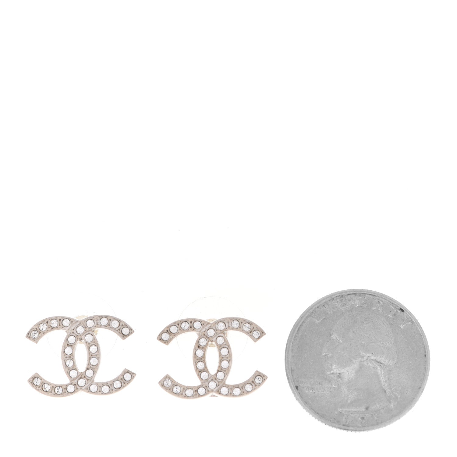 Chanel Crystal CC Earrings Silver 2 of 5