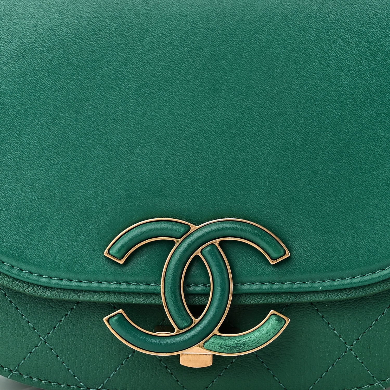 Chanel Shiny Calfskin Goatskin Quilted Small Coco Curve Messenger Flap Green 8 of 10