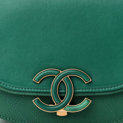 Chanel Shiny Calfskin Goatskin Quilted Small Coco Curve Messenger Flap Green 8 of 10