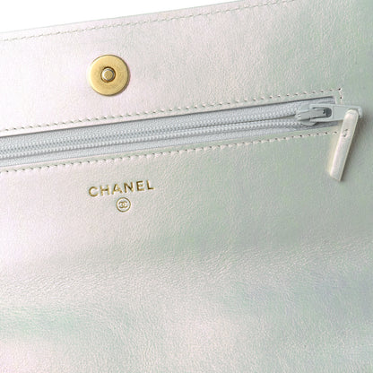 Chanel Iridescent Calfskin Quilted Chanel 19 Wallet On Chain WOC White 8 of 11
