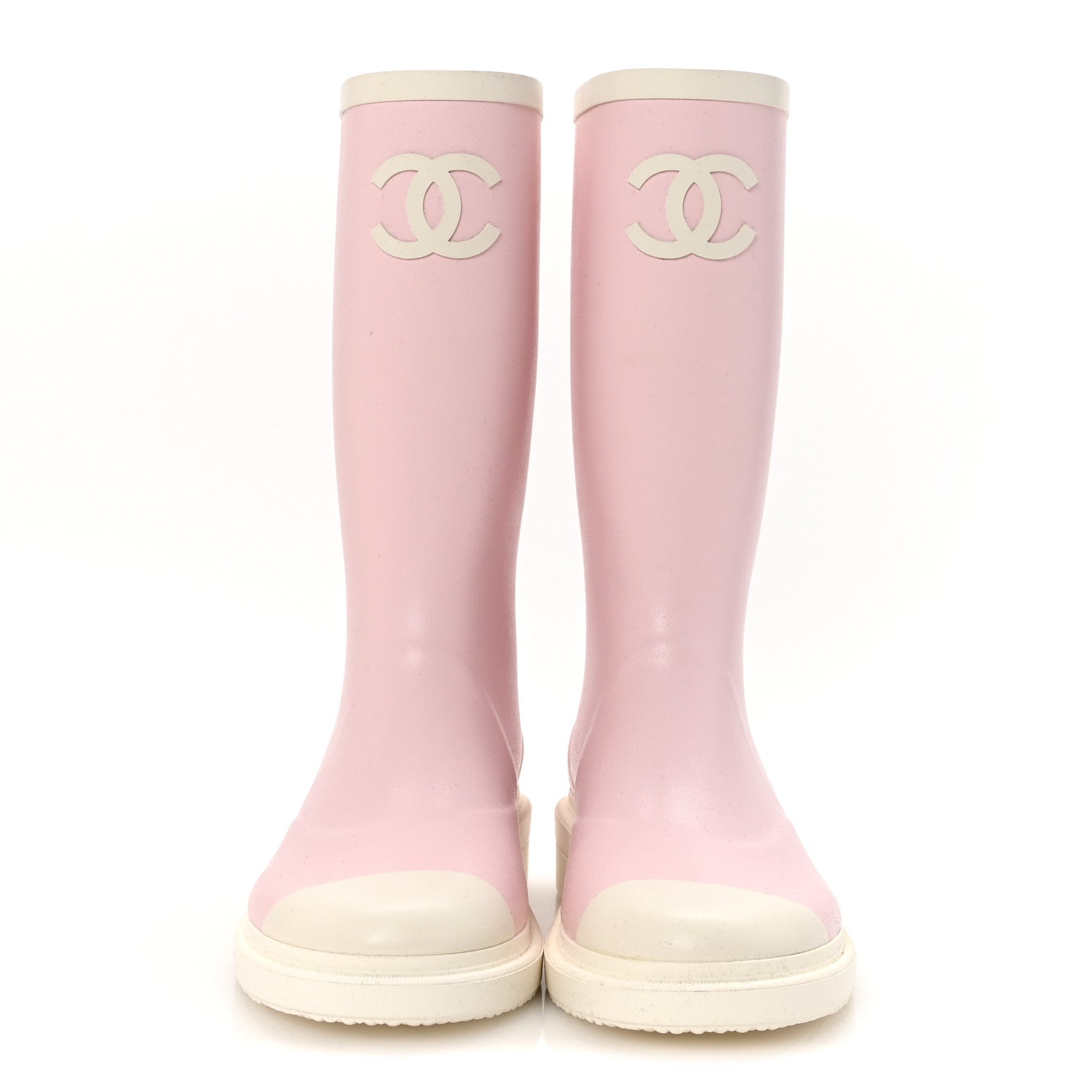 Chanel Caoutchouk CC High Boots 38 Light Pink White 3 of 8