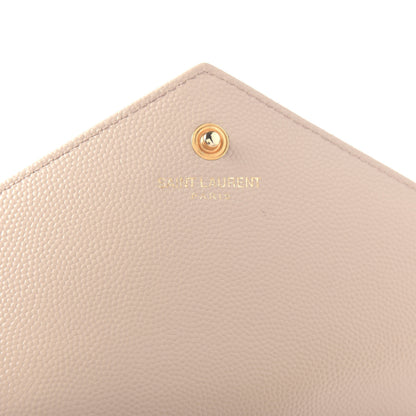 Saint Laurent Grain De Poudre Matelasse Chevron Monogram Chain Wallet Nude Powder 6 of 11