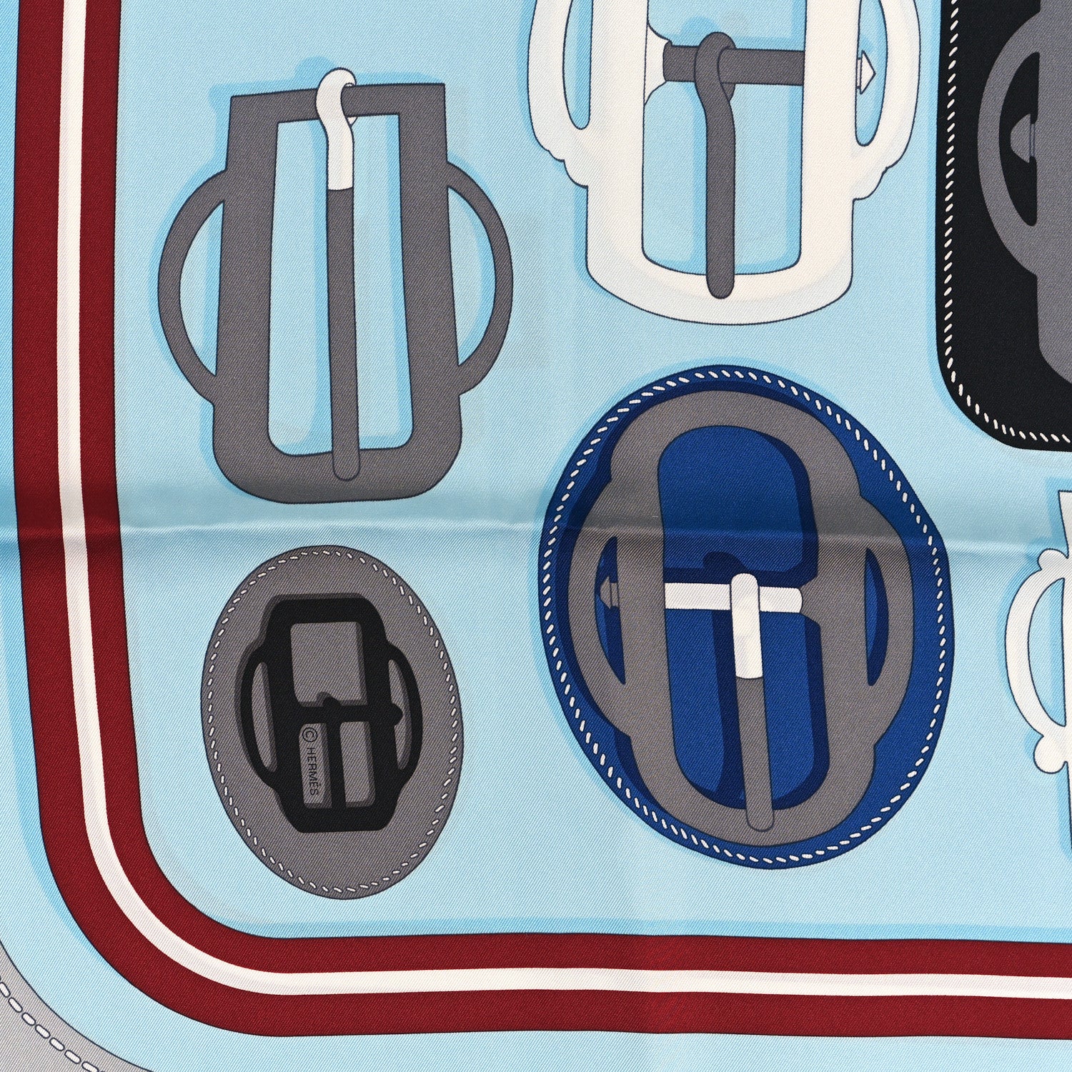 Hermes Silk Bouclerie Moderne Scarf 90 Bleu 4 of 4