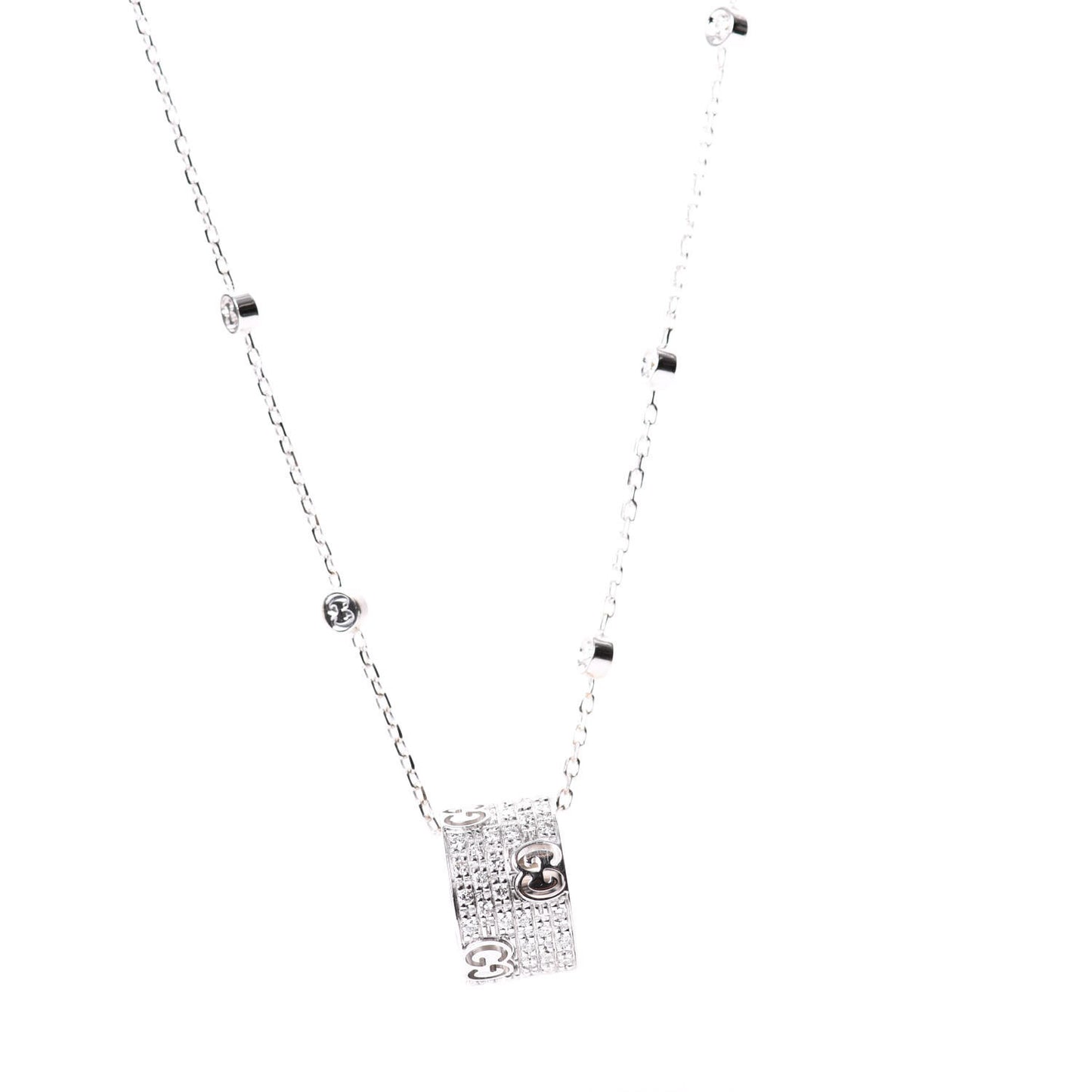 18K White Gold Diamond Icon Stardust Pendant Necklace