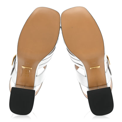 Gucci Nappa Silk Strap Platform Sandals 37.5 Argento 5 of 13