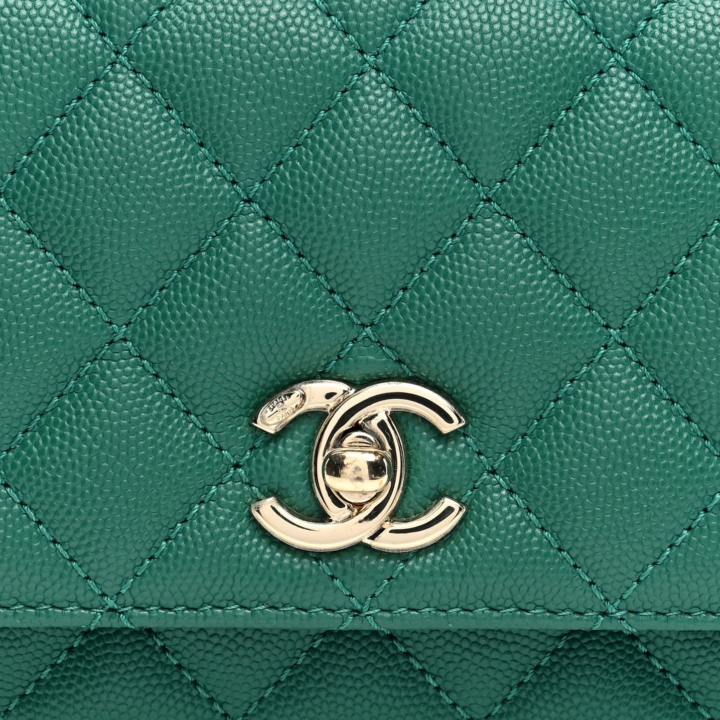 Caviar Quilted Extra Mini Coco Handle Flap Green