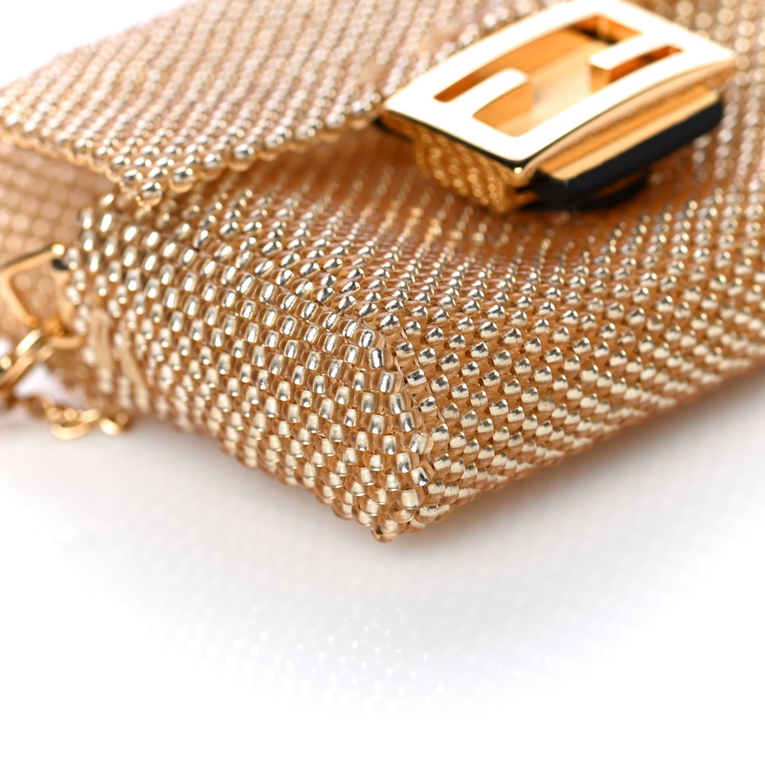 Fendi Glass Vitello King Beaded Mini Pico Baguette Charm Semolino 8 of 13