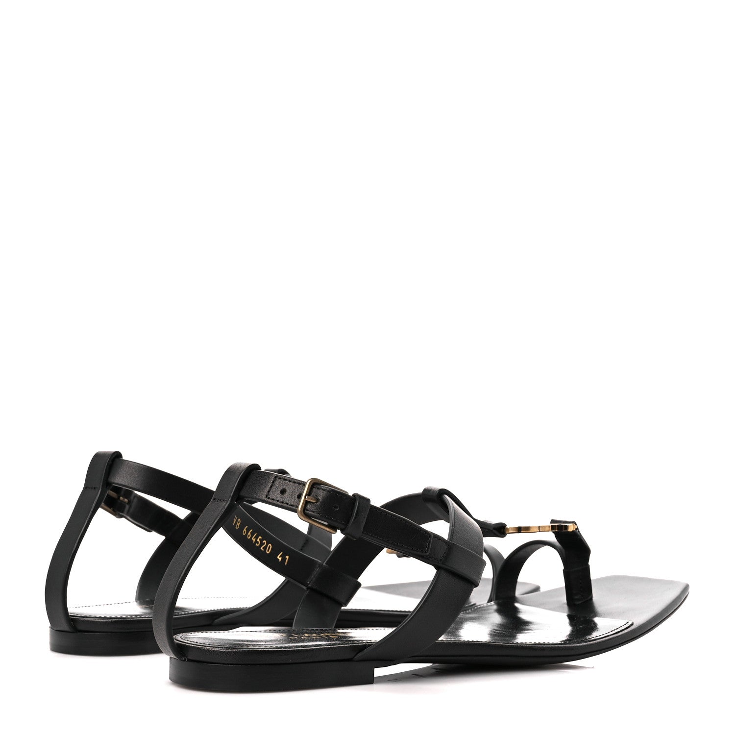 Saint Laurent Calfskin Cassandra Monogram Sandals 41 Black 4 of 9