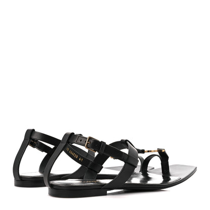 Saint Laurent Calfskin Cassandra Monogram Sandals 41 Black 4 of 9