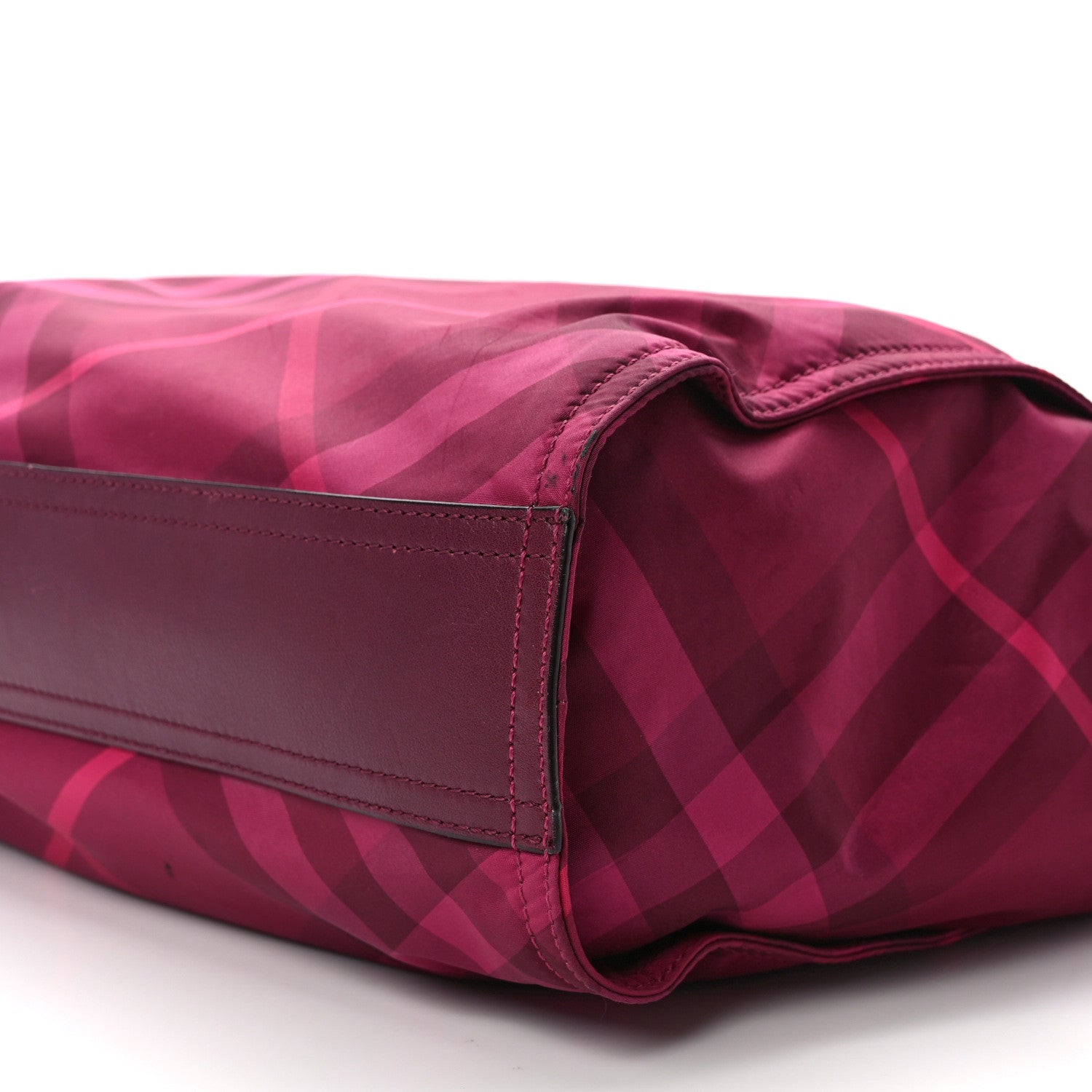Burberry Nylon Check Small Buckleigh Packable Tote Bright Burgundy 8 of 12