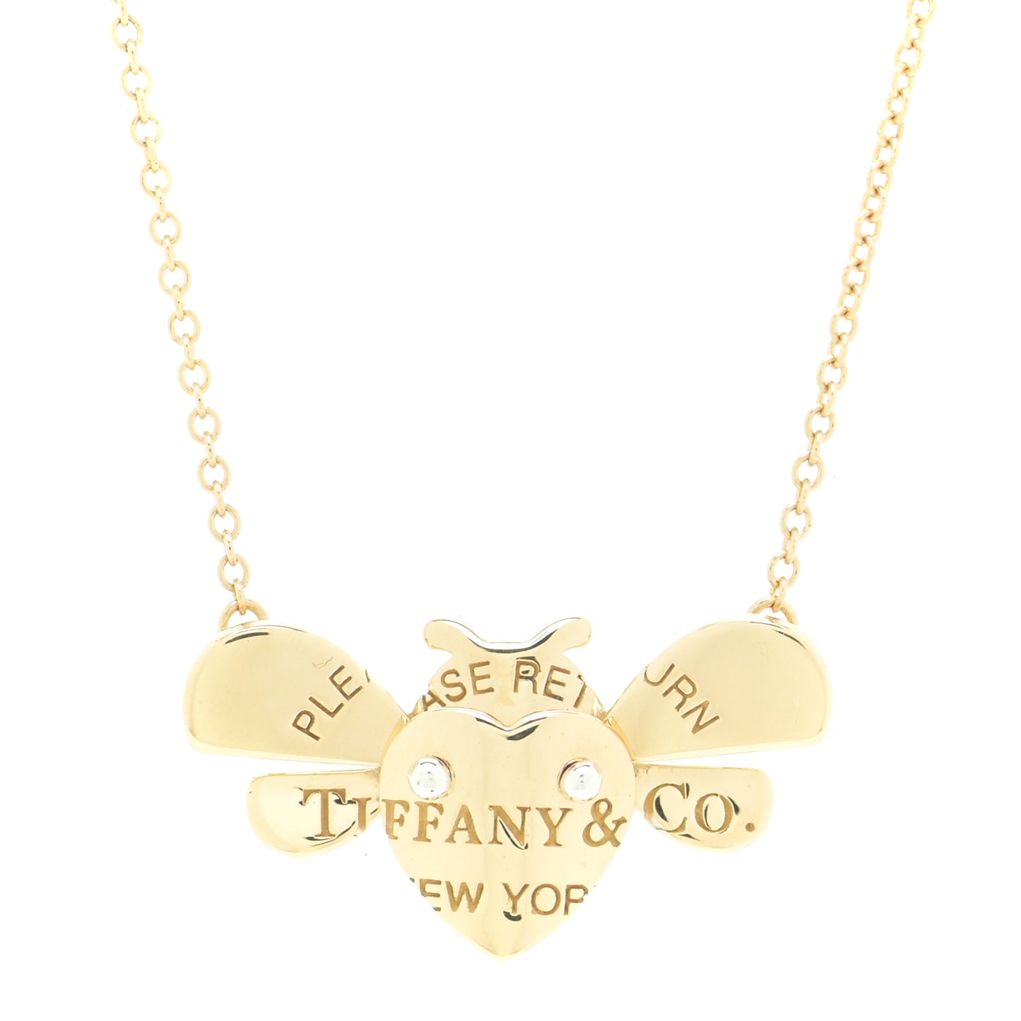 18K Yellow Gold Sterling Silver Return To Tiffany Love Bugs Bee Pendant Necklace