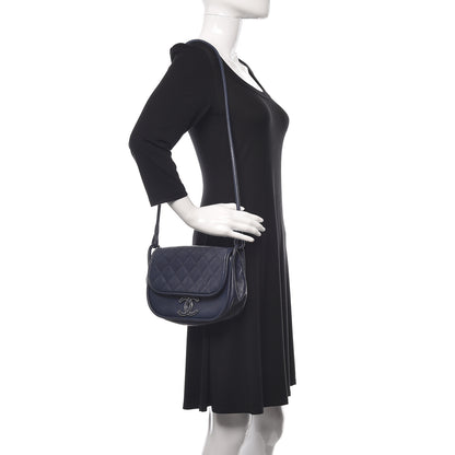 Chanel Calfskin Stitched Flap Bag Navy 2 of 9