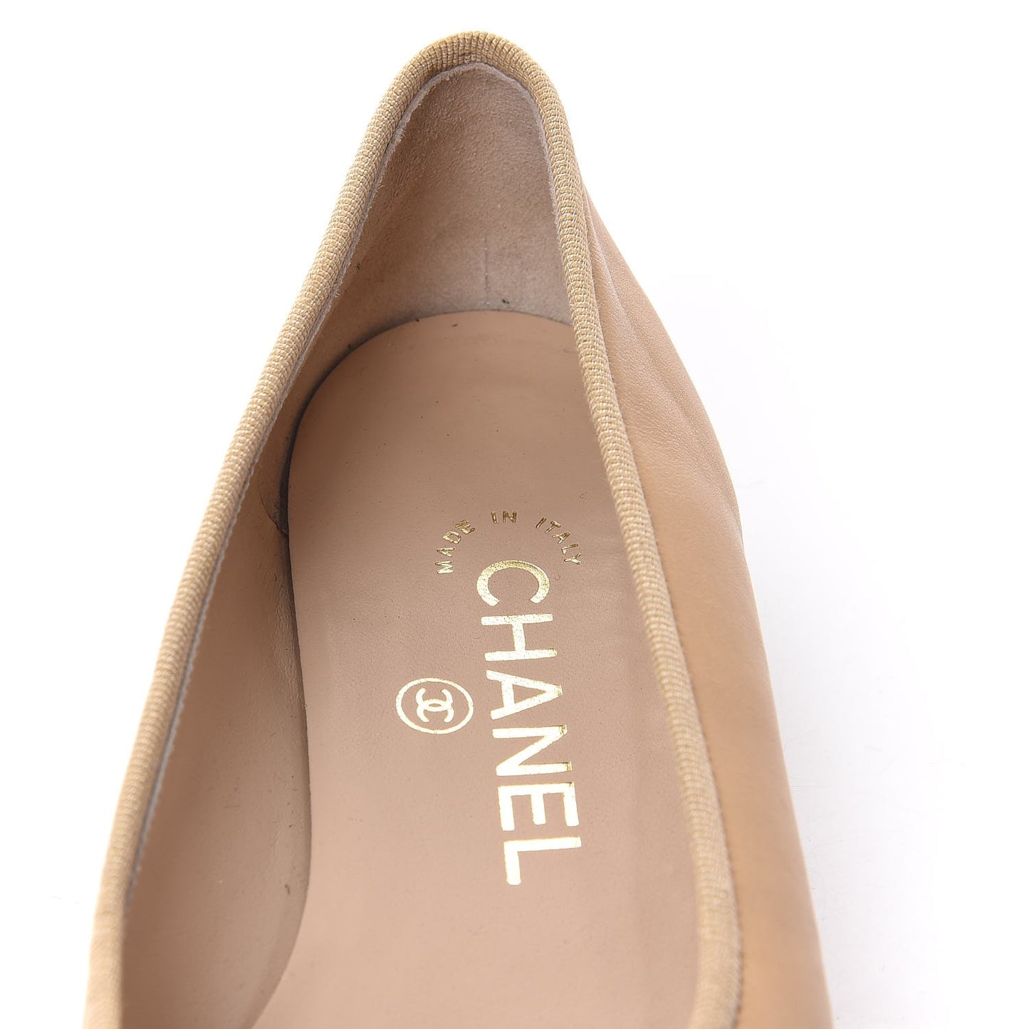 Lambskin Cap Toe Ballerina Flats 35.5 Beige Black