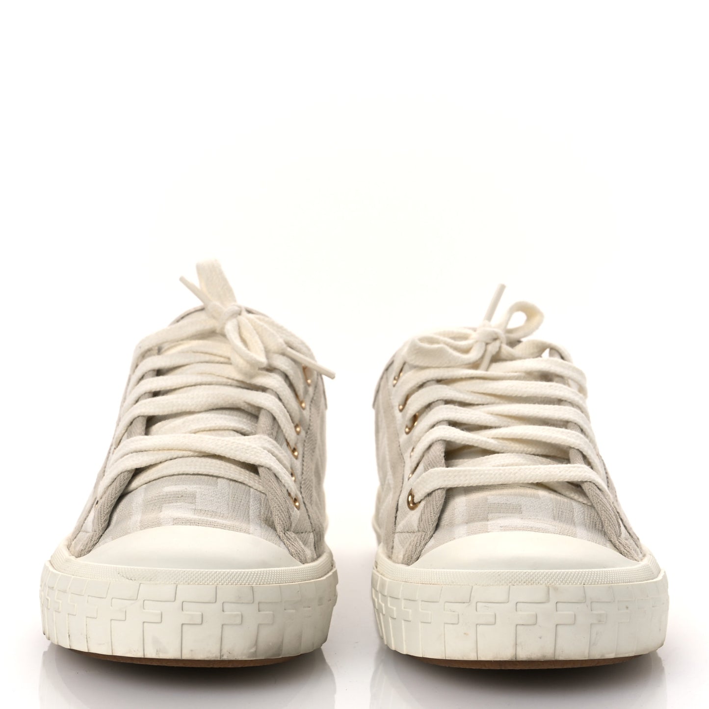 Woven Fabric FF Womens Domino Low Top Sneakers 37 White Beige