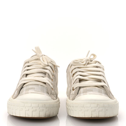 Fendi Woven Fabric FF Womens Domino Low Top Sneakers 37 White Beige 3 of 12