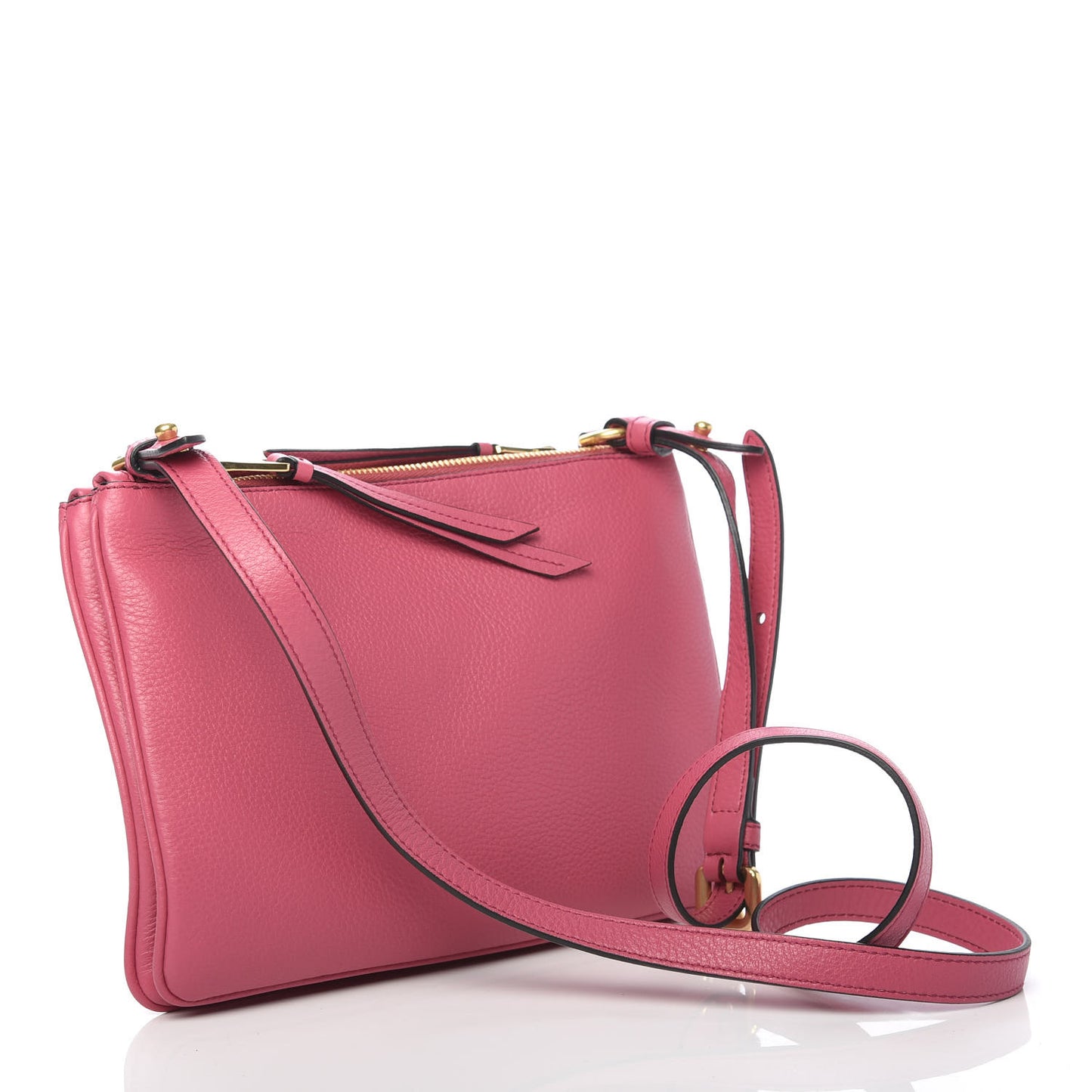 Vitello Phenix Double Zip Crossbody Bag Peonia
