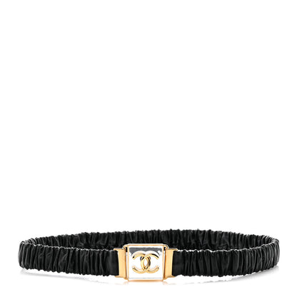 Chanel Lambskin Ruched Clear Resin CC Belt 70 28 Black 1 of 4