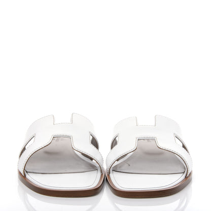 Hermes Box Calfskin Oran Sandals 39.5 White 2 of 11