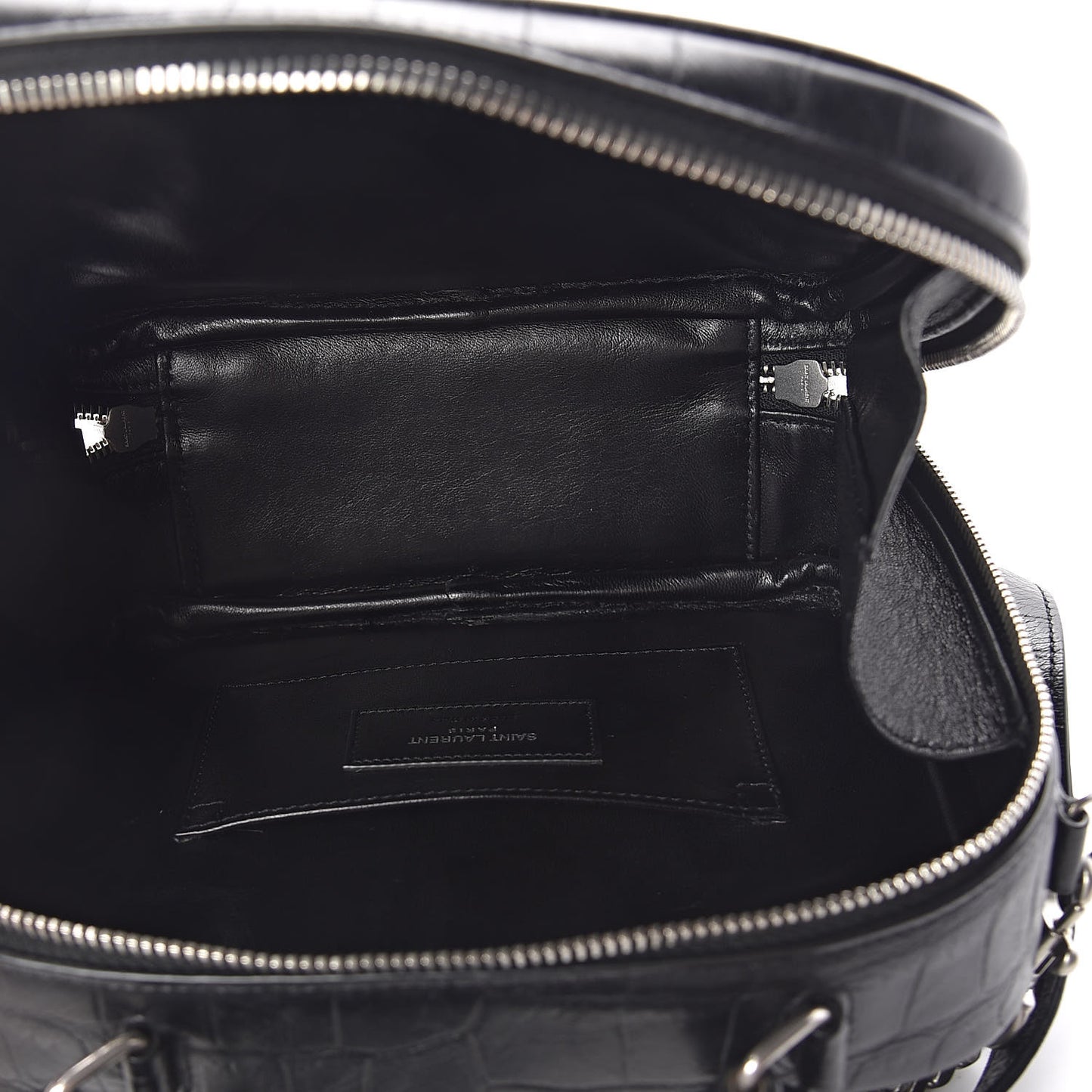Calfskin Crocodile Embossed Monogram Lunch Box Bag Black