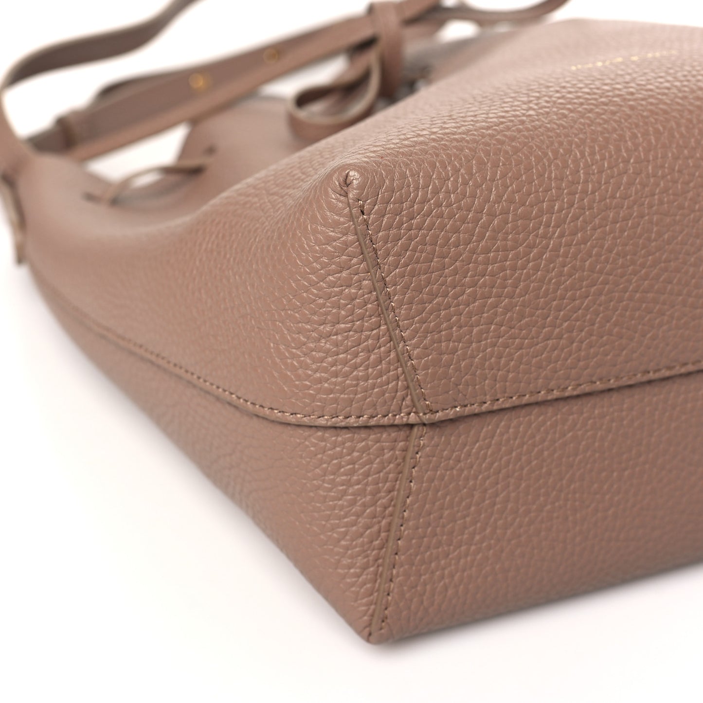 Pebbled Calfskin Soft Mini Bucket Bag Biscotto