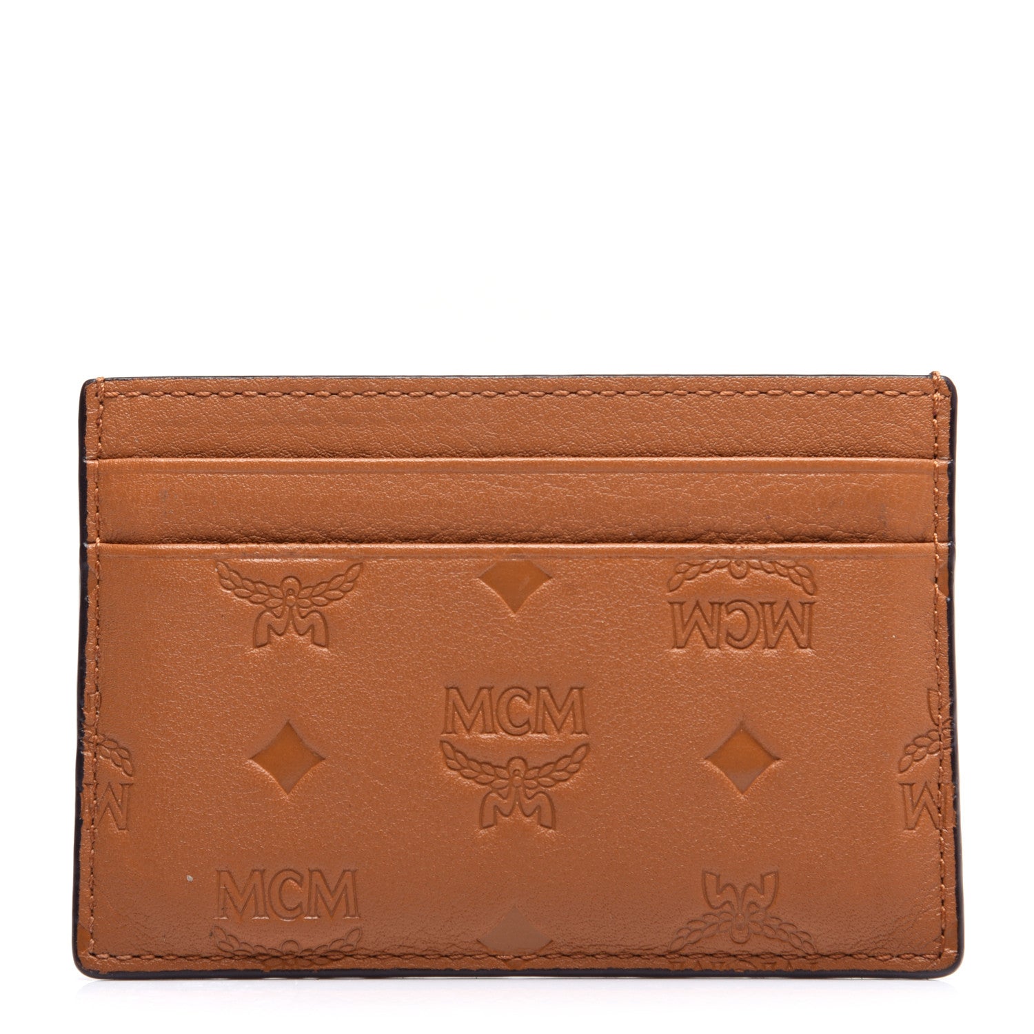 MCM Calfskin Ottomar Monogram Mini Card Case Cognac 1 of 8