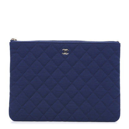 Chanel Jersey Quilted Medium Cosmetic Case Blue 1 of 8
