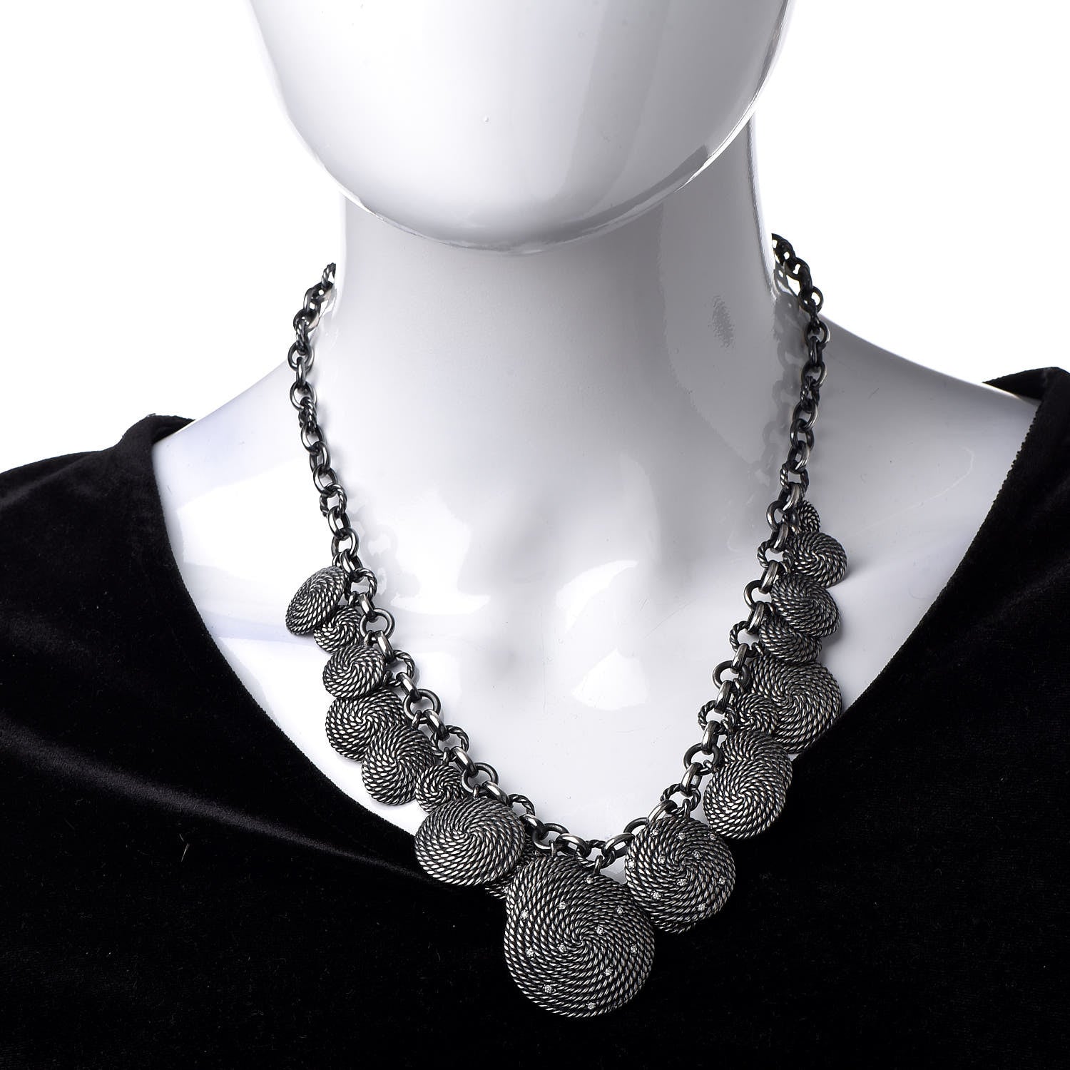 David Yurman Sterling Silver Diamond 32mm Cable Coil Necklace 2 of 4