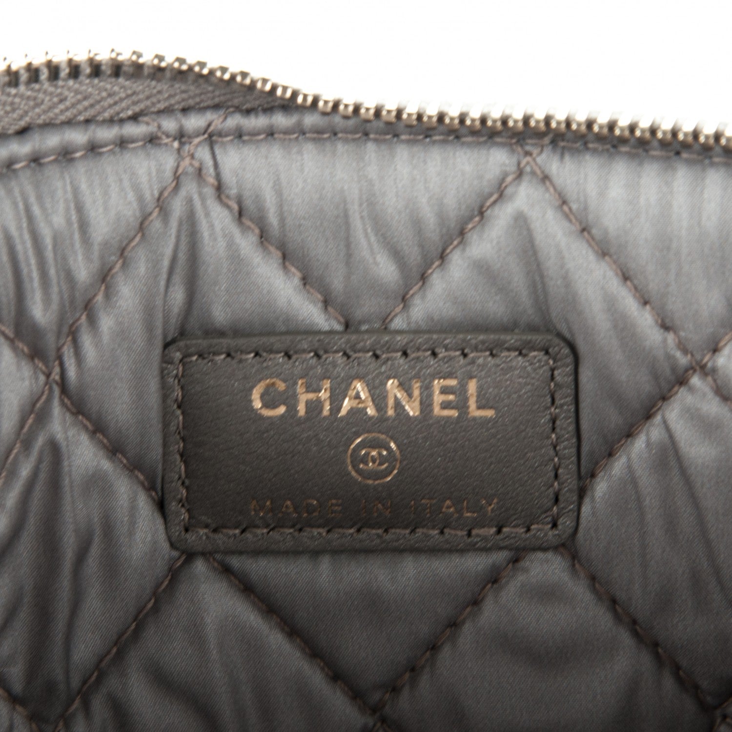 Chanel Metallic Lambskin Studded Cosmetic Case Grey 6 of 6