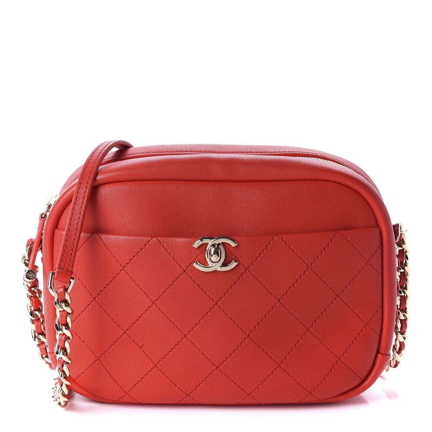 Goatskin Quilted Large Casual Trip Camera Case Bag Red