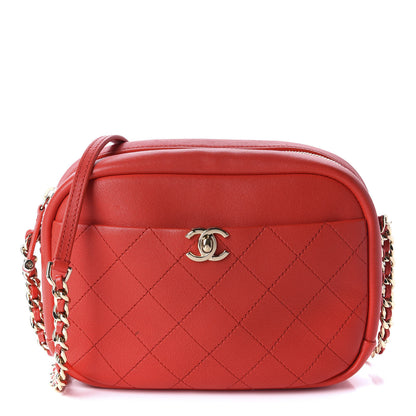Chanel Goatskin Quilted Large Casual Trip Camera Case Bag Red 1 of 11