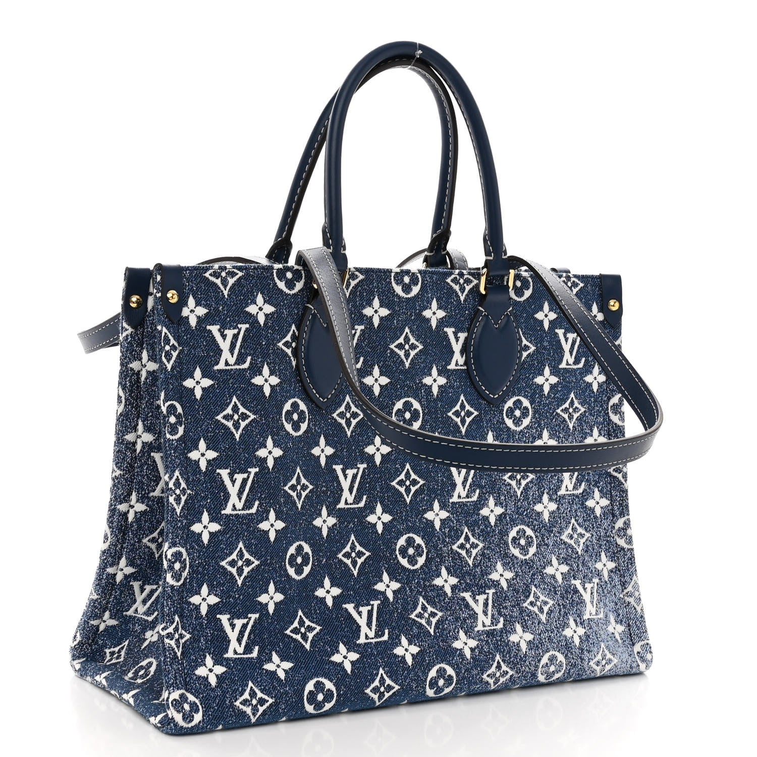 Louis Vuitton Monogram Jacquard Denim Onthego MM Bleu 3 of 9