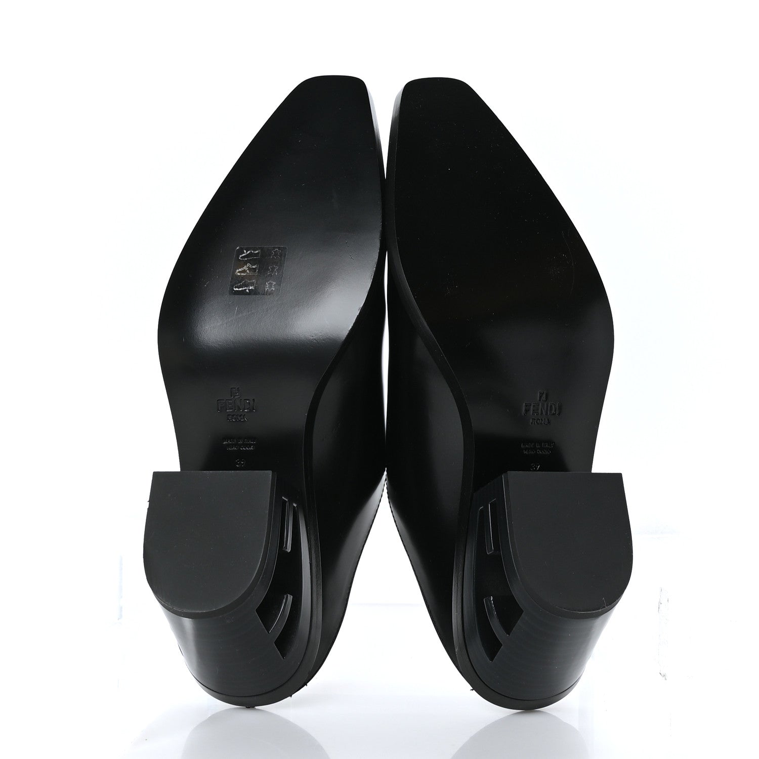 Fendi Vitello Abrasivato FF Cut Mules 39 Black 5 of 7