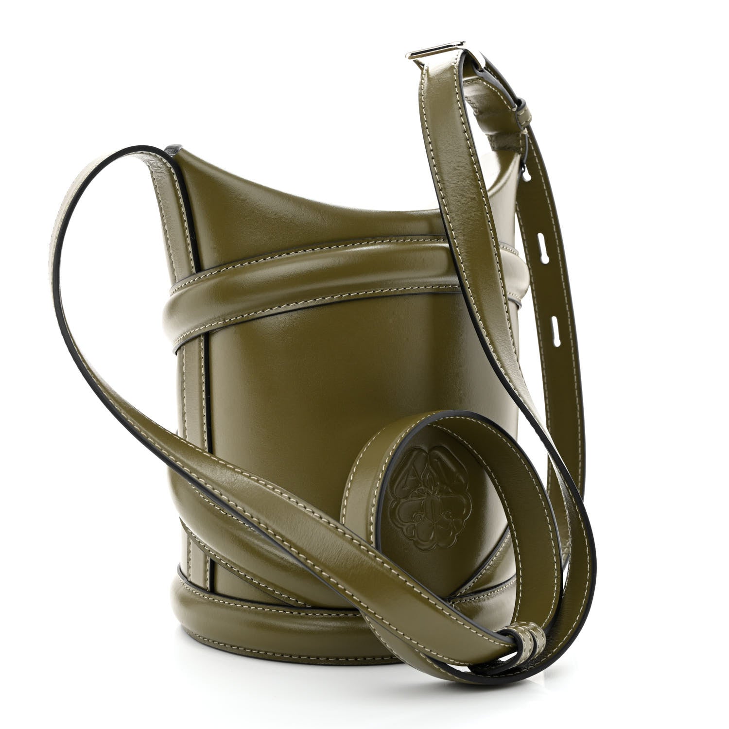 Alexander McQueen Calfskin The Curve Small Shoulder Bag Khaki 3 of 11
