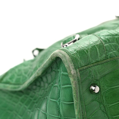 Balenciaga Crocodile Classic Silver Hardware Work Green 14 of 17