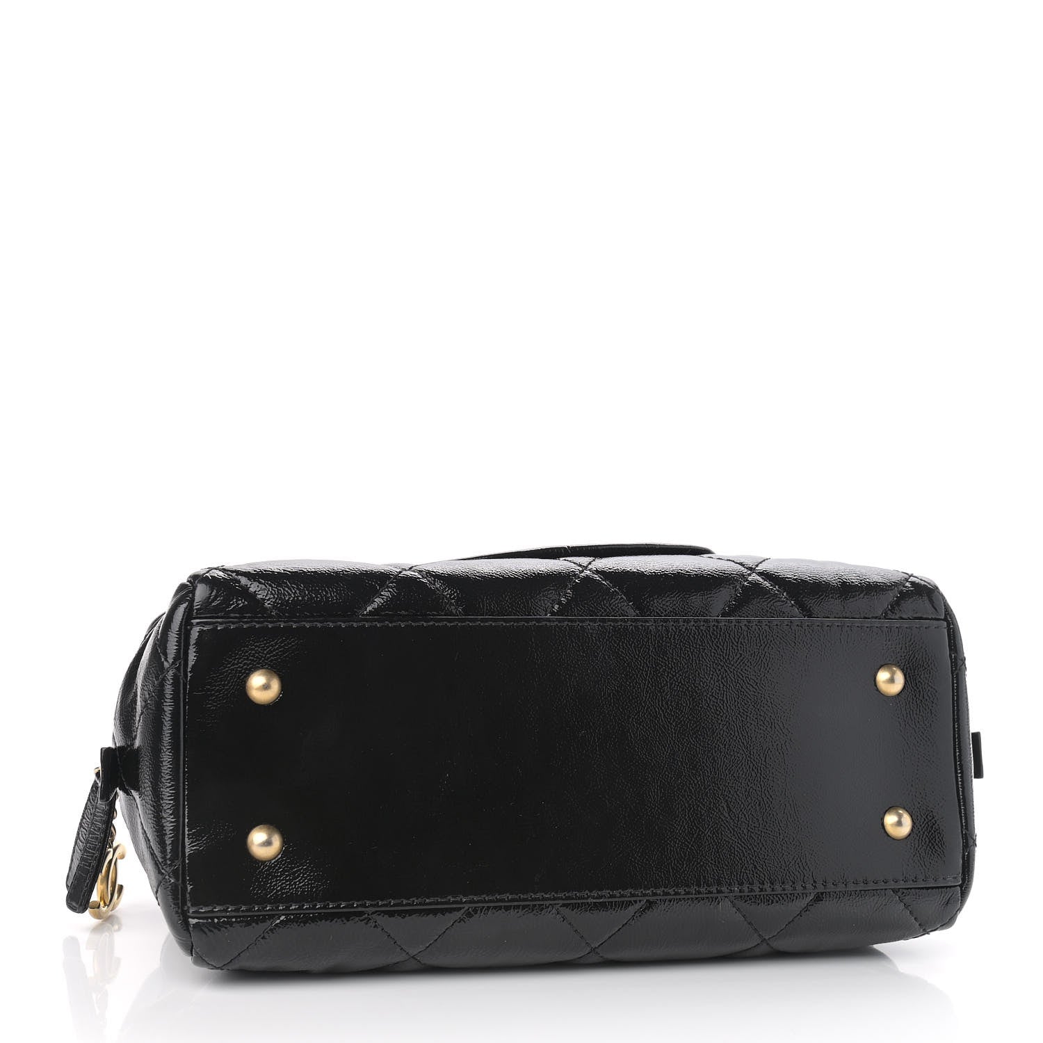Chanel Shiny Aged Calfskin Quilted Bowler Bag Black 4 of 10