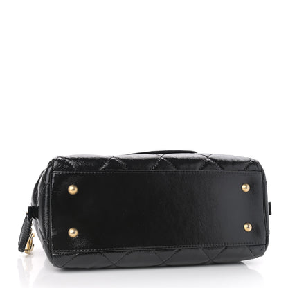 Chanel Shiny Aged Calfskin Quilted Bowler Bag Black 4 of 10