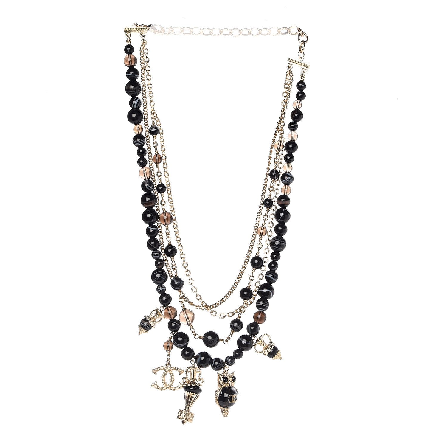 Chanel Multi Strand CC Short Necklace Black Gold 3 of 5