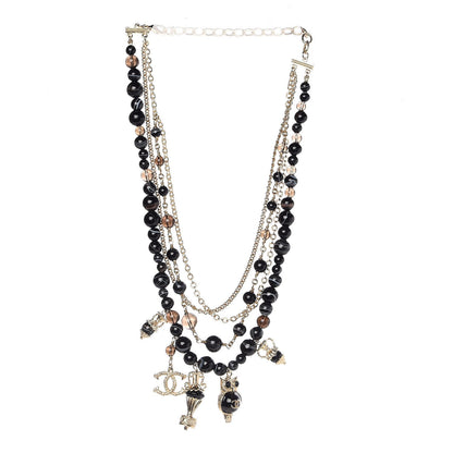 Chanel Multi Strand CC Short Necklace Black Gold 3 of 5