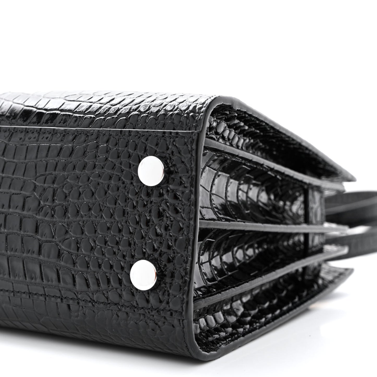 Calfskin Crocodile Embossed Nano Sac De Jour Black